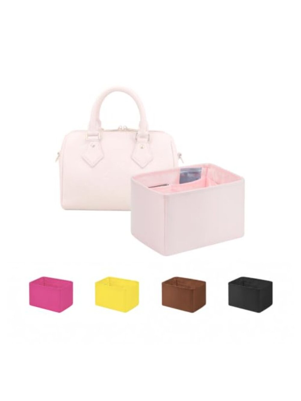 Satin Purse Organizer Insert for 30 Handbags Multi-Pocket